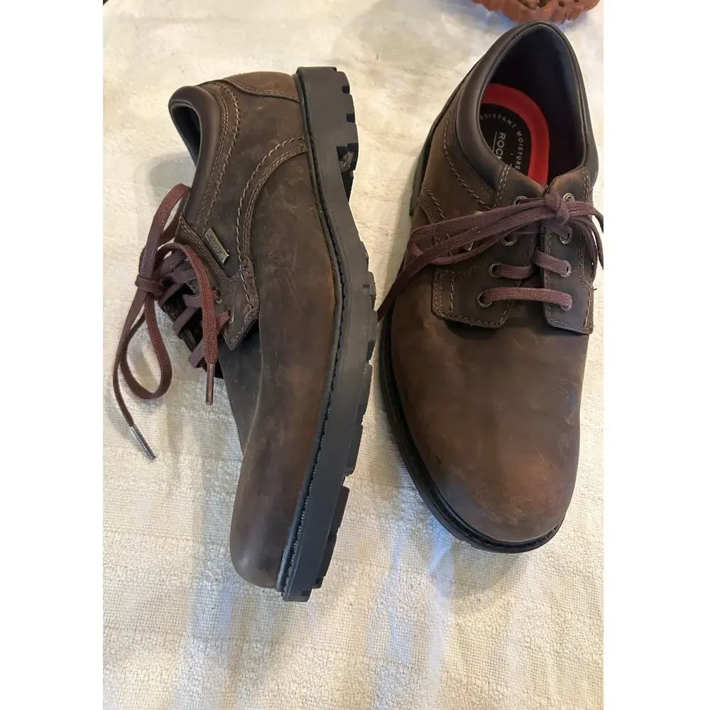 Rockport Brown Rugged Bucks Lace ups Plain Toe Waterproof Shoes Size 9